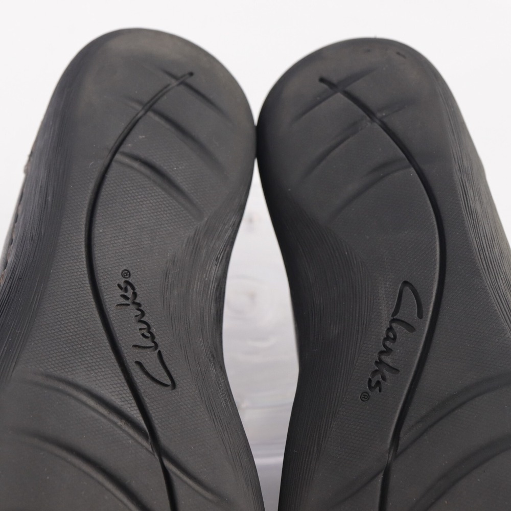 Clarks Womens Ashland Palm‎ Loafer Size 8 Black Leather Comfort Flat Shoe Zip Up - Picture 8 of 13